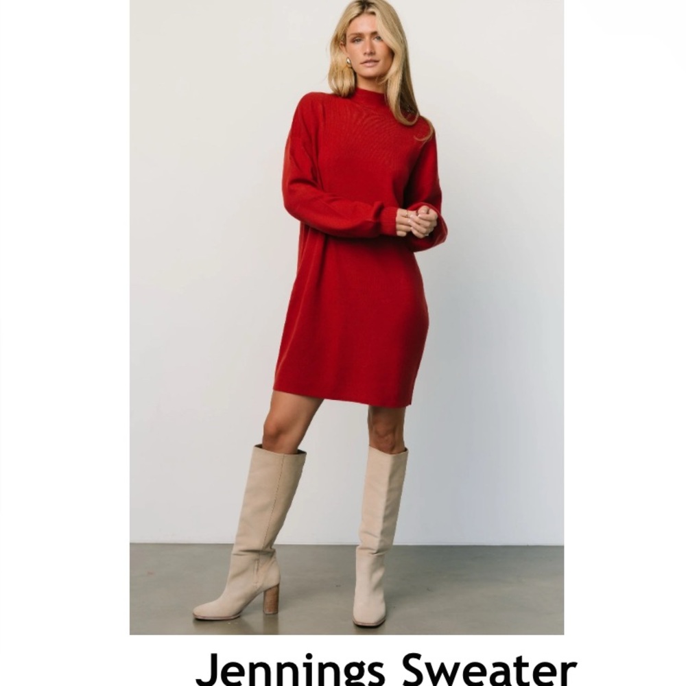 Baltic Born Red Mock-Neck Sweater Mini Dress